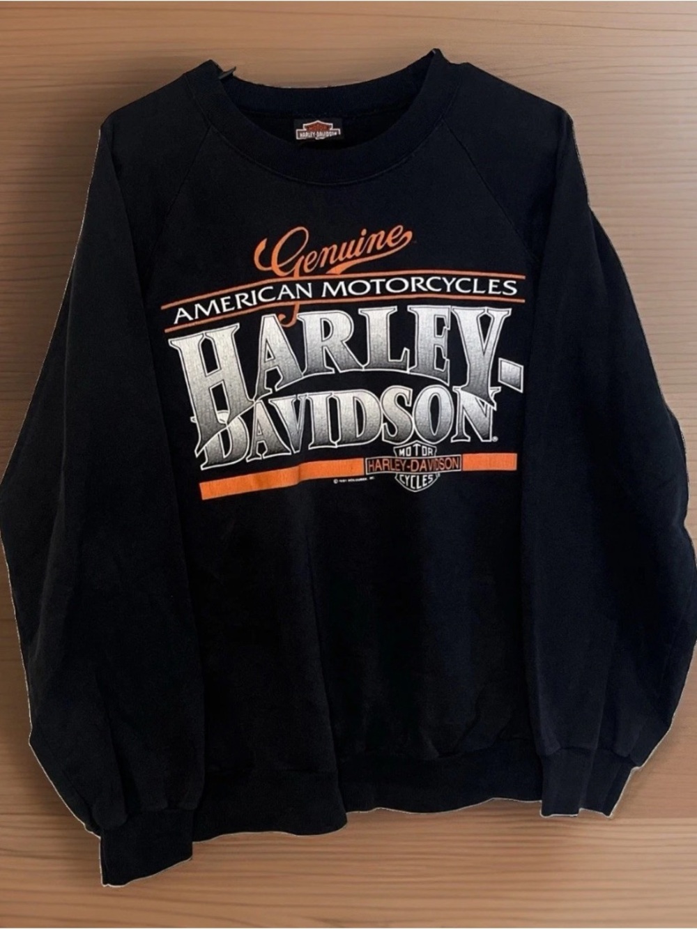 Harley-Davidson Vintage 1991 Men's Black Graphic Crewneck Long Sleeve Sweatshirt
